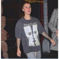 Plus Size Vintage Pink Floyd Retro Washed and Distressed Justin Bieber FOG High Street Short Sleeve T-shirt