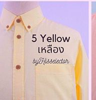 เสื้อเชิ้ตผู้ชายแขนยาว คอปก  สีเหลือง