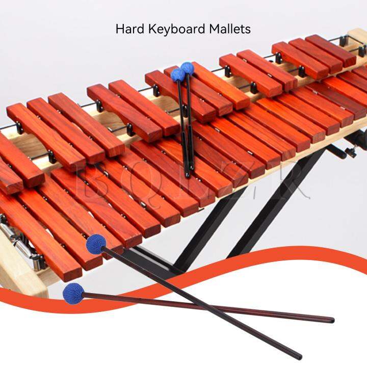 marimba-mallet-34มม-หัวด้ายแข็งยาว16-77นิ้วสำหรับเครื่องเคาะสีน้ำเงินชุด2ชิ้น