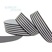 (20 yards/lot) 1 (25mm) Black and White Stripe grosgrain ribbon printed gift wrap ribbon decoration