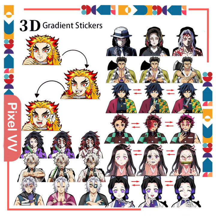 Demon Slayer Anime Stickers 3D Gradient Sticker Tanjirou Nezuko Muzan ...