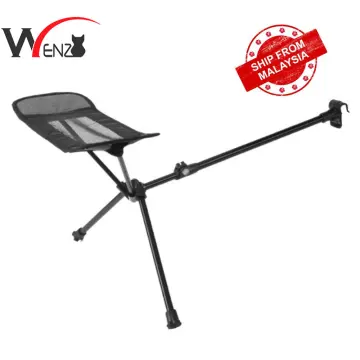 Collapsible Chair Footrest Feet Legs Rest Aluminum Folding Stool for  Camping Black 