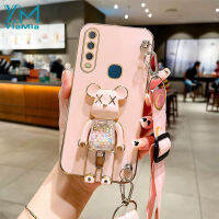 YiaMia เคสโทรศัพท์นิ่มสำหรับ VIVO Y17 Y15 Y11 Y12 1901 1902 1904 1906 Y19 Y15S Y15A Y01 Y31 Y51แฟชั่นน่ารักสีชมพูแฟลชหมีรุนแรงผู้หญิงที่ใส่กล้องได้อย่างแม่นยำ6มิติฝาครอบโทรศัพท์ป้องกันกล้องได้อย่างแม่นยำ