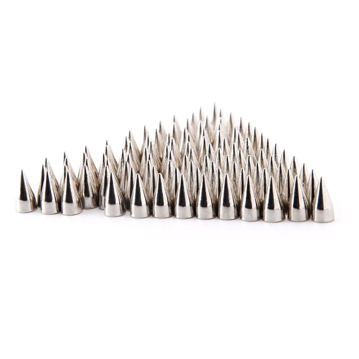 cw-100pcs-7x9mm-metal-cone-spikes-screwback-studs-punk-rivets-silver
