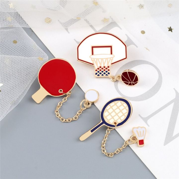 sports-series-pins-creative-balls-brooch-with-chain-basketball-badminton-table-tennis-badge-backpack-lapel-jewelry-boy-men-gift