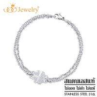 555jewelry สร้อยข้อมือ ผู้หญิง สแตนเลสสตีล - สร้อยข้อมือ สายข้อมือ แบบเรียบๆ ประดับ CZ รุ่น MNBR-067G สร้อยข้อมือ สร้อยข้อมือผู้หญิง  [BR23]