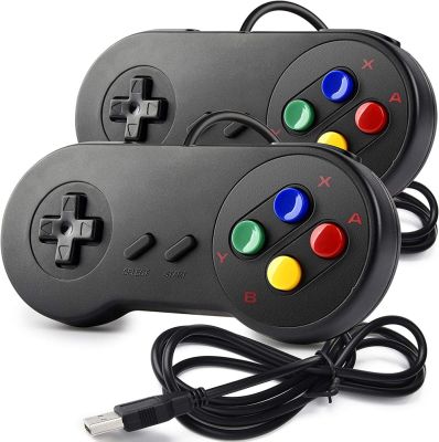 แผ่นควบคุมจอยสติ๊กสำหรับเล่นเกม USB ตัวควบคุมเกม Gamepad สำหรับเกมส์เอสเนสอีเอสแบบย้อนยุคพอร์ตคอมพิวเตอร์แบบมินิสำหรับคอมพิวเตอร์ MAC