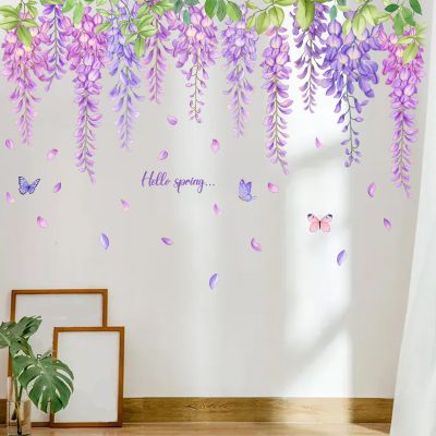 Vine Wall Stickers Romantic Flowers Room Decor for Bedroom Living Room DIY Vinyl Wall Decals Self-adhesive Wallpaper Home Decor