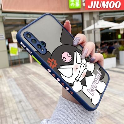 เคส JIUMOO สำหรับ Huawei P20 Lite 2019 Nova 5 Pro 5i Pro เคสการ์ตูนโกรธ Kuromi บางฝ้าขอบสี่เหลี่ยมดีไซน์ใหม่แฟชั่นซิลิโคนเคสมือถือกันกระแทกแข็งป้องกันเลนส์กล้องคลุมทั้งหมด