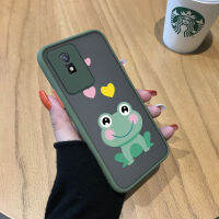 GGK เคสสำหรับ Vivo Y02A Y02T ดีไซน์ตัวการ์ตูนกบน่ารัก,เคสมีน้ำค้างแข็งโปร่งใสโทรศัพท์แบบแข็งกันกระแทกฝาครอบหลังเต็มตัวเคสป้องกันกล้อง