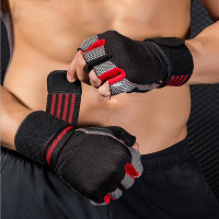 Winmax ผู้ชายผู้หญิง Dumbbell ถุงมือยกน้ำหนัก ยิม Half Finger Fitness Wrist Wrap ถุงมือกีฬา Fingerless Protect Wrist Cycling Gloves