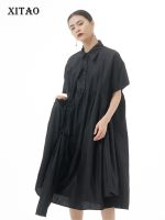 XITAO Dress Casual Elegant Loose Shirt Dress