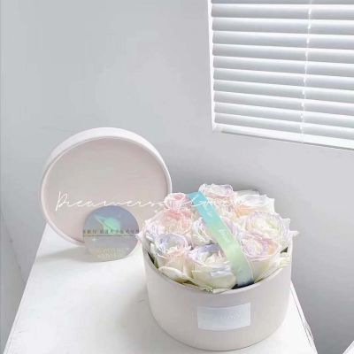 Hard cardboard Flower Gift Box Round With Lid Florist Rose Flower Packaging Wedding Decor Valentines Box Gifts Bags Wrapping Gift Wrapping  Bags