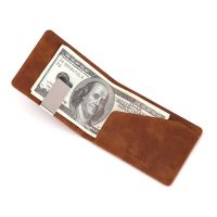 New Fashion Mens Leather Money Clips Wallet Multifunctional Thin Man Card Purses Women Metal Clamp For Money Cash Holder