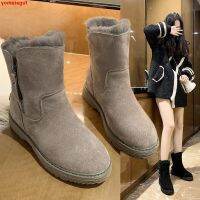 COD dsdgfhgfsdsss Real Shot Warm Anti-Ski Boots Mid-Tube Short Tube Autumn Winter New Style Fashion Korean Version Fleece-Fleece Trendy Matching Slimmer Look Thin Snow Comfortable Heightening Classy Womens Shoes High Quality Casual Anti-