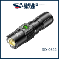 SmilingShark ไฟฉายขนาดเล็กไฟฉาย M77ไฟฉาย LED สว่างเป็นพิเศษไฟฉายพกพาขนาดเล็ก8400 Lumens 16340 USB ชาร์จซูมได้4 Gears ปรับแสงกลางแจ้งตั้งแคมป์ไฟฉุกเฉินเดินป่าขี่ตระเวนรถสลายสะกด