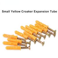 50Set Small Yellow Croaker Wall Anchors Plugs Standard Fasteners Nylon Self-Tapping Plastic Tube Expansion Screw Bolt  6/8/10MM Nails Screws Fasteners