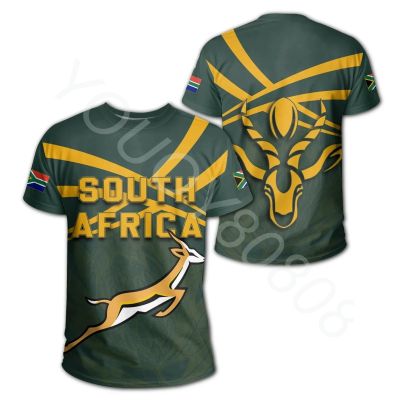 Style T-Shirt African T-Shirt Mens T-Shirt Summer Print Neck South Round Fans - [hot]African Tribal Springbok Zone Rugby Ethnic