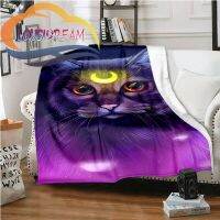 2023 in stock Luminous Moon Cat Purple Background Fashion Blanket, Animal Lover Gift, Soft Outdoor Travel Blanket Skin-Friendly，Contact the seller to customize the pattern for free