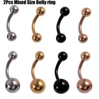 2Pcs Mxied 14gX10X5/8mm Navel Piercing Gold Black Rose Gold Anodized Plated Belly Button Rings Body Jewelry