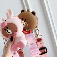 Spot pig is suitable for Japan and South Korea Q edition Xiong cute cartoon silicone Brown Bear Hill, dinosaur tinkling cat mini card size 120*110 zero wallet portable pocket key Backpack