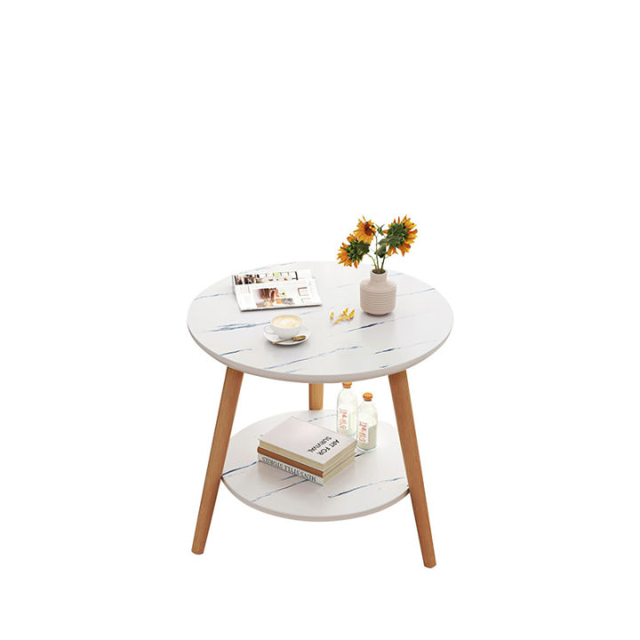 bring2home-โต๊ะข้างทรงกลมสามขา-โต๊ะกาแฟ-สไตล์โมเดิร์น-สีขาว-โต๊ะหน้าโซฟา-รูปทรงกลม-โต๊ะกลางโซฟา-โต๊ะรับแขก-ลายหินอ่อน