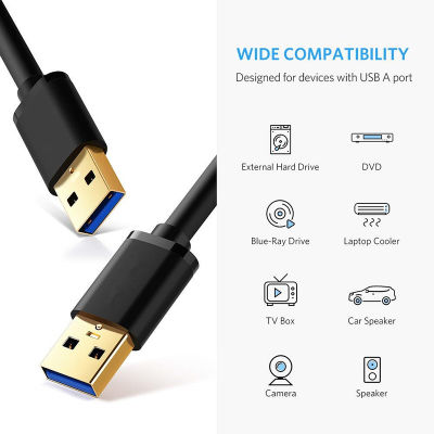 Hot USB 3.0 5Gbps Fast Transfer Extension Cable ชายชาย USB3.0 2.0 Extender สำหรับหม้อน้ำ Hard Disk Webcom กล้อง USB Data Cable