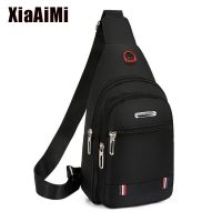 MenS Fashion Double Layer Large Space Chest Bag Crossbody One Shoulder Zipper Buckle Oxford Fabric Crossbody Bag