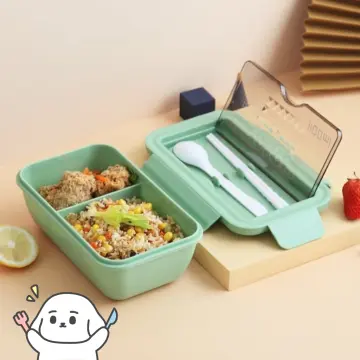 Plastic Sealed Lunch Box, 3-compartment Square Meal Prep Container With  Complimentary Cutlery, Ideal For Students And Office Workers