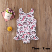 Thorn Tree Toddler Baby Girls One Piece Swimsuit Ruffles Cartoon Summer