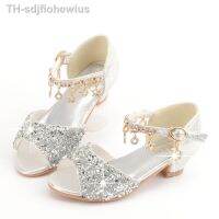 【hot】₪✿  Kids Sandals Glitter Rhinestone Student Performance Shoes Fashion Tassel Children Heel