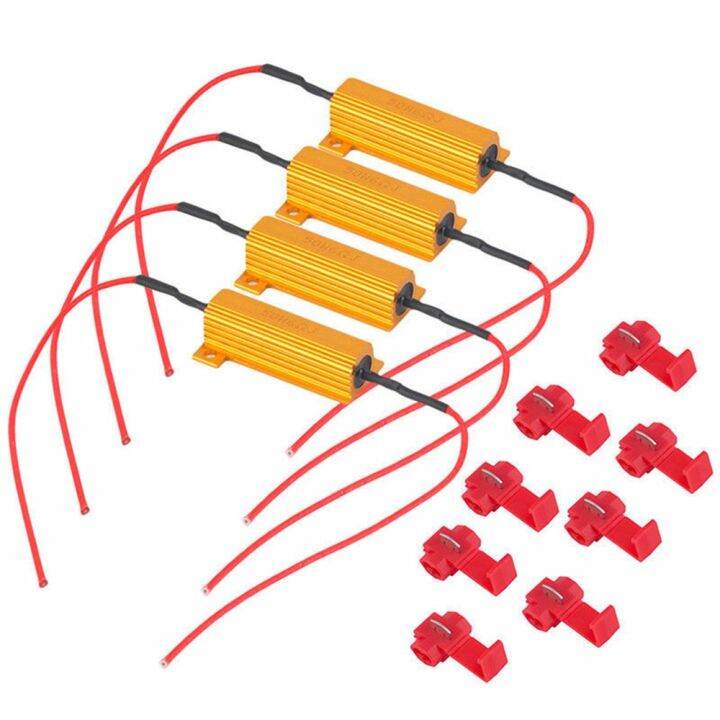 4 Pcs 50W 8 Ohm LED Load Resistors Fix LED Bulb Fast Hyper Flash Turn Signal Blink Error Code 15mm X 50mm For Auto Led Lighting I3165973206