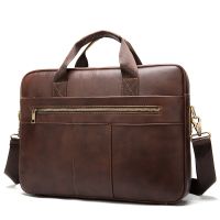 【 Time-Limited Promotion 】 MVA Mens Genuine Leather Briefcase Business Bag First Layer Cowhide Laptop Large Capacity