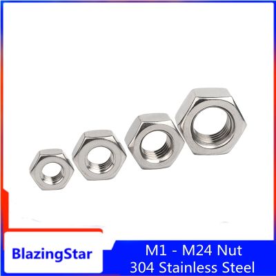 304 Stainless Steel DIN934 Hexagon Hex Nut for M1 M1.2 M1.4 M1.6 M2 M2.5 M3 M3.5 M4 M5 M6 M8 M10 M12 M16 M18 M20 M24 Screw Bolt