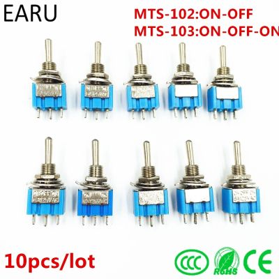 10Pcs DIY Toggle Switch ON OFF ON / ON OFF 3Pin 3 Position Latching MTS 103 MTS 102 AC 125V/6A 250V/3A Power Button Switch Car
