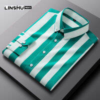 LINSHU 2023สูทผู้ชาย,เสื้อสูทลำลองธุรกิจเสื้อเชิ้ตมีลายเสื้อเจ้าบ่าวผู้ชายธุรกิจคอปกกระดุมแหลม