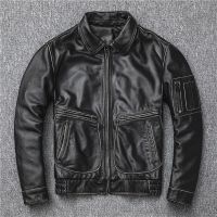 2023 Men’s Motorcycle Top Layer Genuine Leather Jacket Military Pilot Jackets Retro Tooling Short Large Mens Leather Jacket