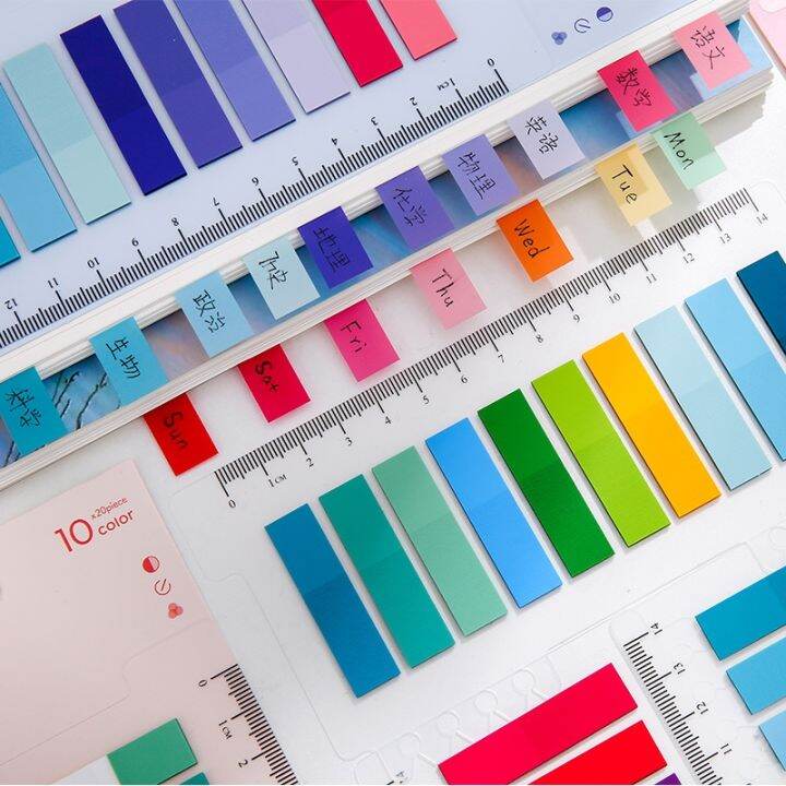 10x20pcs-transparent-notes-paper-office-school-supplies-stationery-small-rectangu-fluorescent-sticker-strip