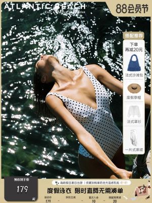 [50 Off No Need To Make A Single Order] Atlanticbeach French Polka-Dot One-Piece Swimsuit Vacation Slim Swimwear