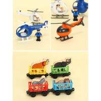 รางรถไฟไม้อุปกรณ์เสริมรถไฟแม่เหล็กรถบรรทุกไม้ Diecast Helikopter สำหรับแทร็กโทมัสแทร็กของขวัญ