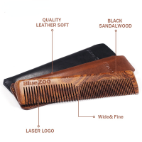 Blue Zoo Black Gold Sandalwood Men Care Comb Anti-Static Head Massage Hair Care Free Leather Bag Beard Comb