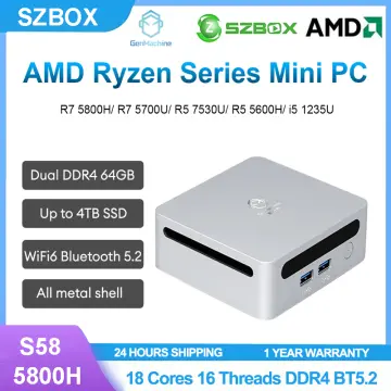 GenMachine Mini PC AMD Ryzen 7 5800H Windows 10/11 DDR4 WIFI6 BT5.2 Desktop  PC