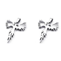 2X Jewelry Stainless Steel Phoenix Pendant with 60cm Chain, Necklace for Men Women, Silver Color