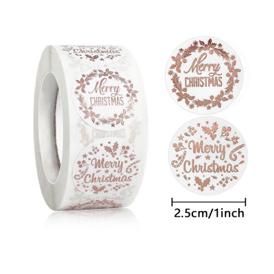 500pcs Label Stickers Merry Christmas 500pcs Rose Gold Self-adhesive Holiday Wedding Party Cards Envelope Seals