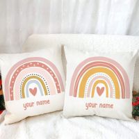 Rainbow Print Custom Made Cushion Cover Adult Children Personalized Name Customize Pillowcase Home Housewarming Birthday Gifts