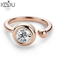 IOGOU 925เงินสเตอร์ลิง Rose Gold รอบ Moissanite แหวน6.5มม. (1.0ct) ที่ไม่ซ้ำกันเปิดเดี่ยวแหวนสำหรับของขวัญแม่