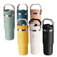 ♕㍿♙ 900ml Thermal Water Bottle Large Capacity With Straw Stainless Steel Thermos Bottle Cold And Hot Water Bottle Thermos Cup