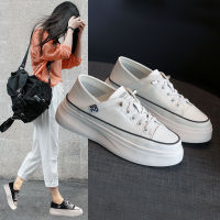 Spot parcel post Womens White Shoes 2023 Spring New Soft Leather Height Increasing Insole Low Cut Sports Leisure Platform Muffin Sneakers