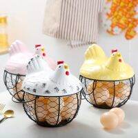 Iron Ceramic Hen Ornament Egg Fruit Storage Basket Container Kitchen Supplies Kitchen Tableware