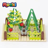 Mooxi โมเดลอิฐอาคารสวนมะเขือเทศในฟาร์มที่สร้างสรรค์ชิ้นส่วนประกอบ DIY ของเล่นเพื่อการศึกษาสำหรับเด็ก MOC0061ของขวัญสำหรับเด็ก